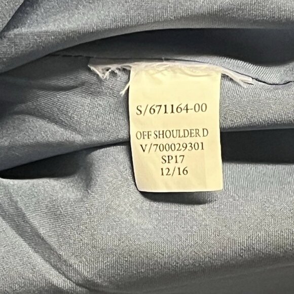 Banana Republic Dress 10 Off Shoulder Sheath Chambray Blue A-Line Ruffle Stretch - Picture 9 of 9